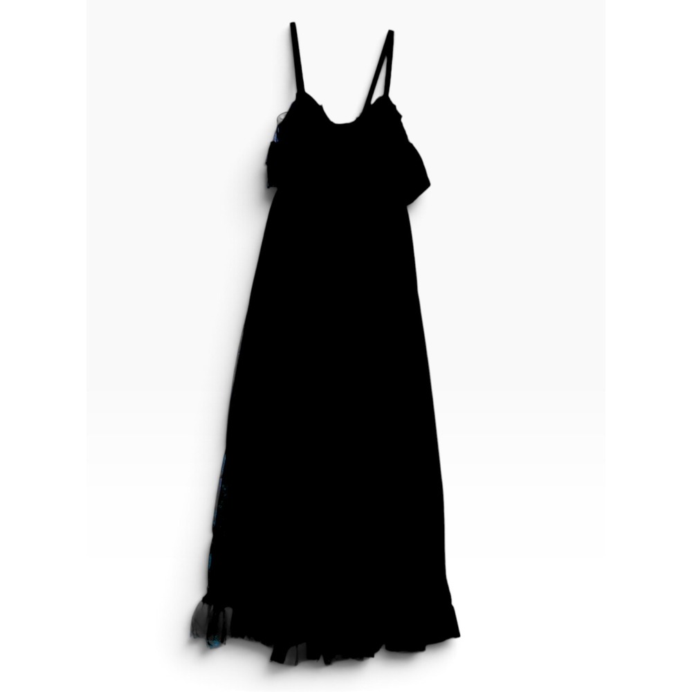Faeriesty Black Tulle Maxi Dress Tiered Ruffle Formal Gown Size L - Picture 7 of 8
